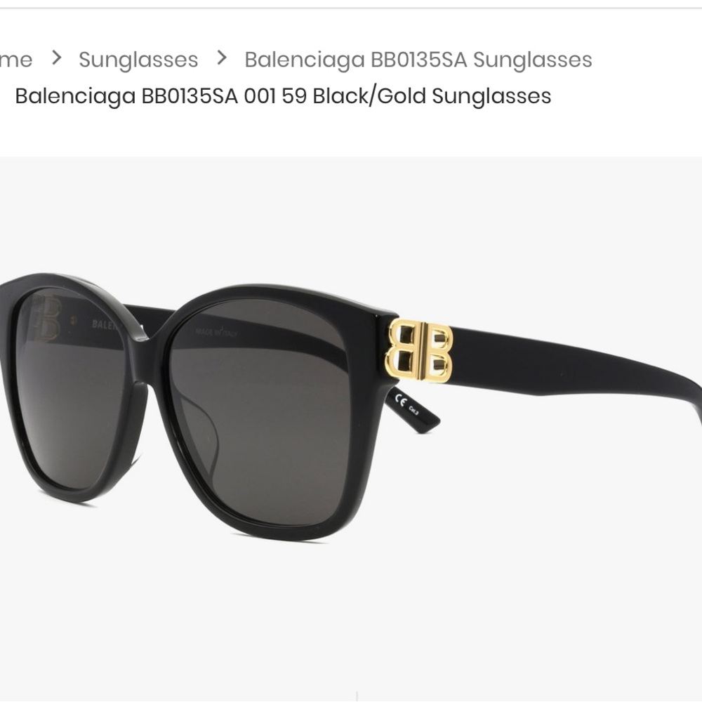 Balenciaga Black and Gold Oversized Sunglasses
